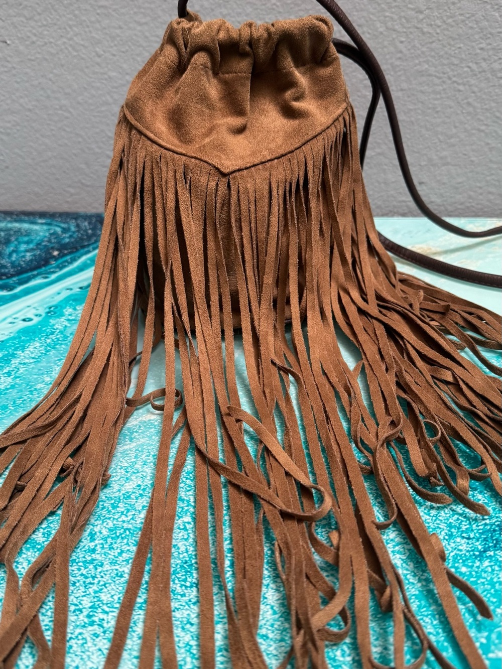 Fringe Suede Crossbody Bag - Brown